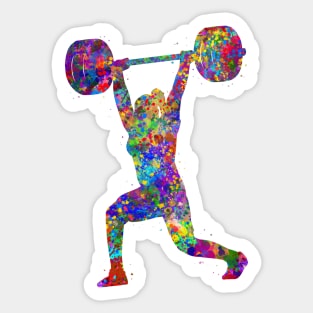 Gym Weightlifter female watercolor art Sticker